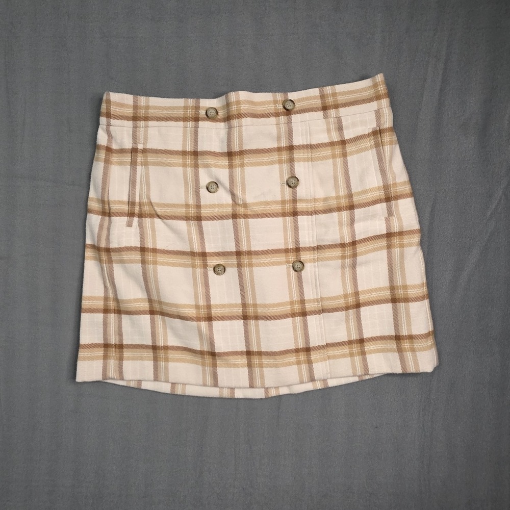 LOFT Outlet Women's Plaid Button Front Mini Skirt Flannel, Academia, Size XL EUC